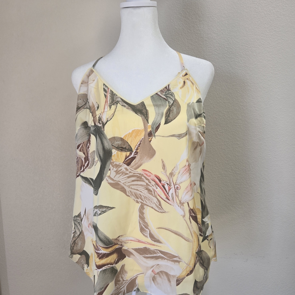 White House Black Market Yellow Floral Spaghetti Strap Camisole